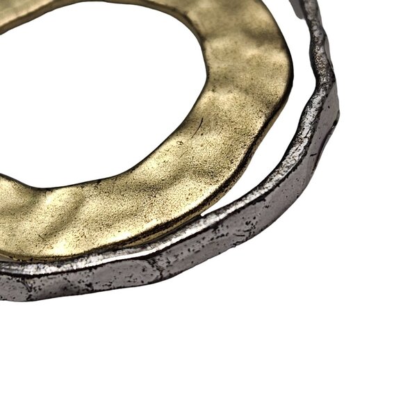 Vintage Inspired Gold Silver Tone Hammered Circle Drop Earrings Retro Jewelry - Picture 3 of 4